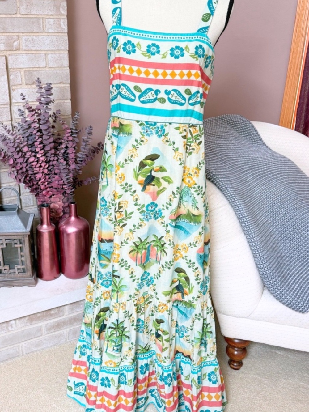 FARM RIO x Anthropologie Maxi Dress - Blue Motif
